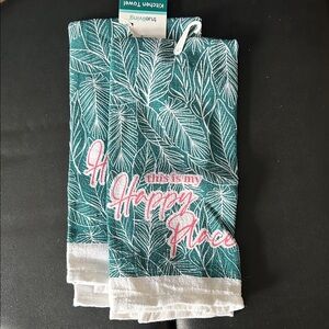 Green and White Kitchen Towels